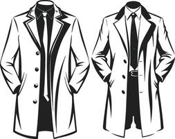 Artful Black Line Overcoat Design Sketch vector