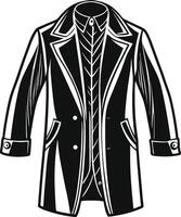 Sophisticated Overcoat Black Line Art vector