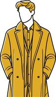 Artful Overcoat Line Design Artwork vector