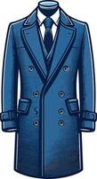 Sophisticated Retro Overcoat Drawing vector