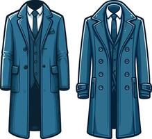 Heritage Man Overcoat Sketch Drawing vector