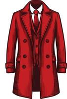 Elegant Retro Overcoat Sketch Illustration vector