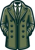 Sophisticated Overcoat Black Sketch vector