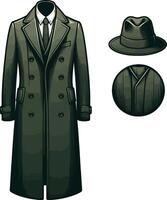 Heritage Style Overcoat Line Drawing vector
