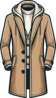 Old-World Overcoat Line Drawing vector