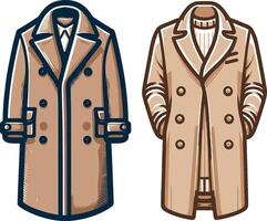 Antique-Inspired Overcoat Sketch vector