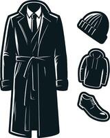 Retro Style Overcoat Line Art Illustration vector