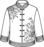 Artful Black Line Overcoat Design Sketch vector