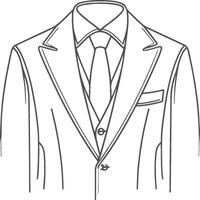 Timeless Tailored Suit Retro Outline Sketch vector