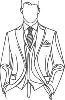Artistic Tailored Suit Retro Minimal Line Art vector