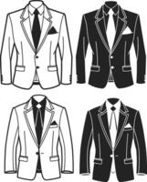 Stylish Tailored Suit Retro Line Art Design vector