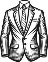 Rustic Tailored Suit Retro Linework Illustration vector