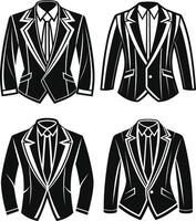 Sophisticated Tailored Suit Black Line Sketch vector