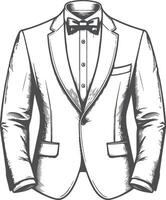 Rustic Tuxedo Shirt Retro Line Drawing vector