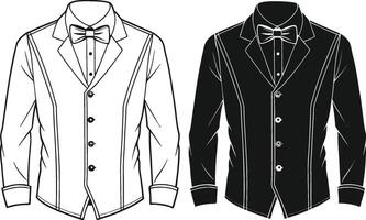 Artistic Tuxedo Shirt Retro Minimal Line Art vector