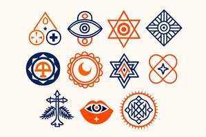 A set of different symbols that are used in different ways vector