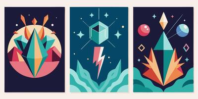 Three banners with different designs vector