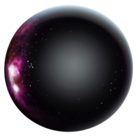 a black sphere with a purple and pink galaxy in the center png