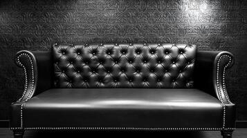 Black Leather Chesterfield Sofa photo