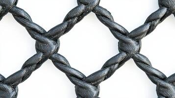 Black braided rope net texture. Woven pattern background. photo