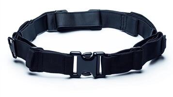 Black adjustable tactical belt with plastic buckle photo
