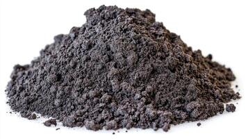 Pile of dark gray powder. Industrial material, texture. photo