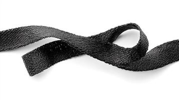 Black ribbon, fabric, textile, isolated on white background photo