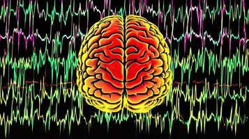 Human Brain with Brainwave Pattern photo