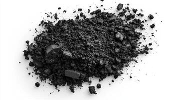 Black powder texture background. Concept of Cosmetics, charcoal, pigment. photo
