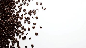 Coffee Beans Scattered on White Background photo