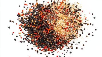 Mix of peppercorns and spices. Culinary background. photo