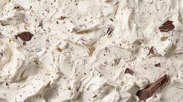 Close up of Creamy Ice Cream with Chocolate Pieces photo