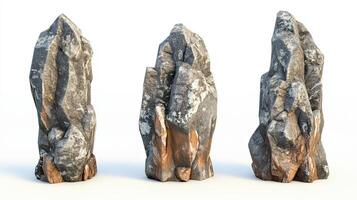 Three Rock Formations, Stone, Cliff, Isolated, 3D Render photo