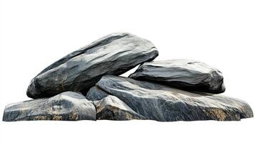 Grey stones pile isolated on white background photo