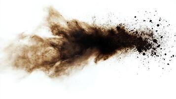 Brown powder explosion on white background photo