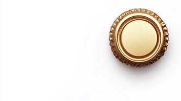 Gold bottle cap on white background photo