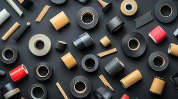 Assortment of Adhesive Tapes and Rolls. Industrial Supply Concept. photo