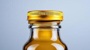Amber Glass Bottle with Gold Cap photo