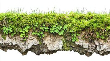 Moss and plants on tree bark. Nature texture. photo