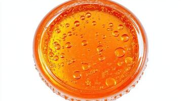 Honey in a Jar, Top View. Sweet, Golden, Viscous photo