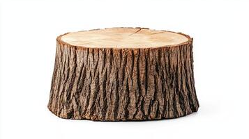 Tree stump isolated on white background. Natural wood texture. photo