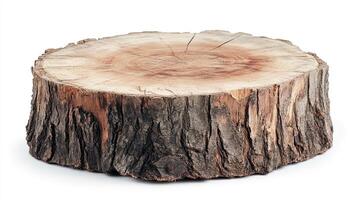 Tree stump slice, wooden texture, rustic surface photo