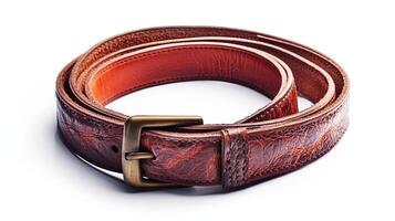 Brown Leather Belt with Brass Buckle photo
