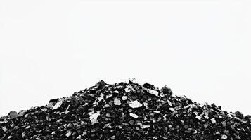 Pile of rubble against white background. Demolition, construction concept. photo