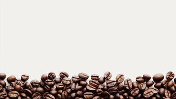 Coffee beans border on white background photo