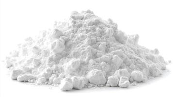 Pile of white powder. Concept of cornstarch, baking, ingredient. photo