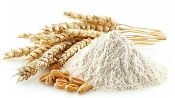 Wheat flour and wheat ears. Baking concept. photo