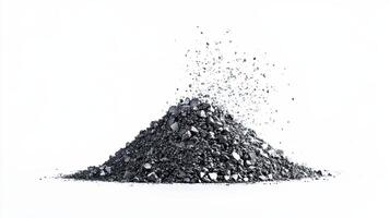 Pile of gray gravel on white background. Construction material concept. photo