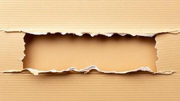 Torn Cardboard with Hole. Background Texture. photo
