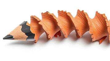 Close up of Sharpened Pencil with Spiral Shavings photo